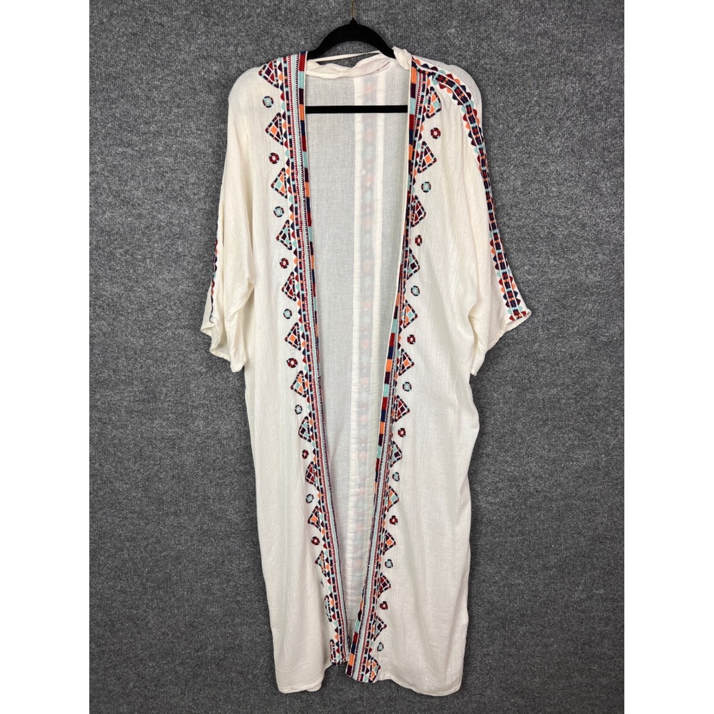 Tigerlily Embroidered‎ Kimono Duster Cover-Up Boho Bohemian Festival Small Linen